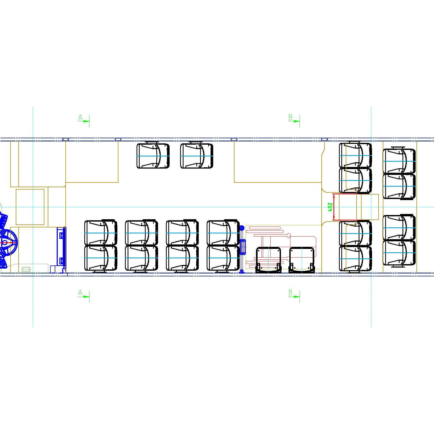 General drawing of 8.5 m e-bus