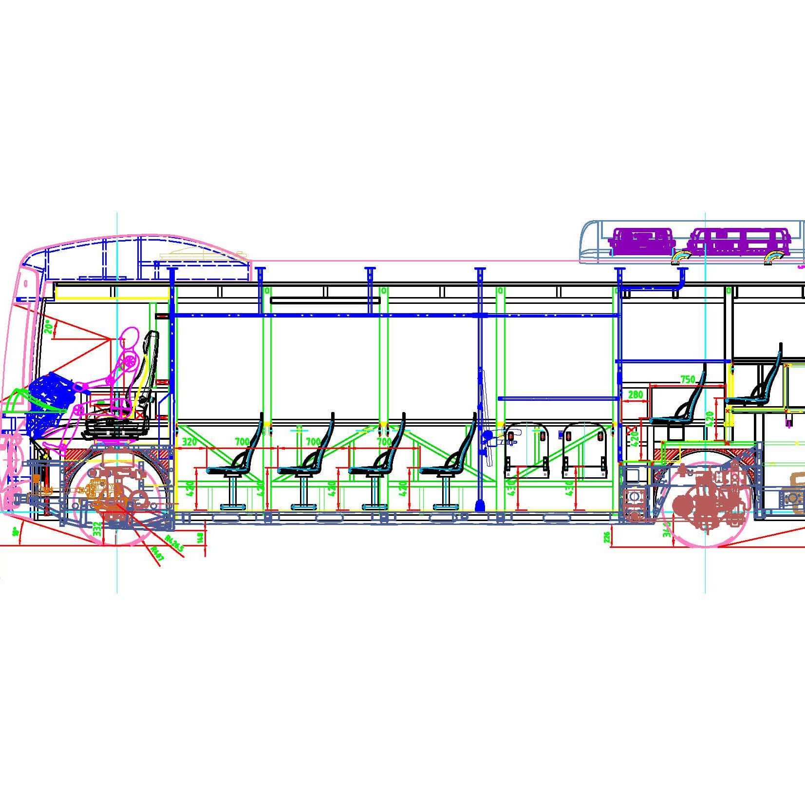 General drawing of 8.5 m e-bus