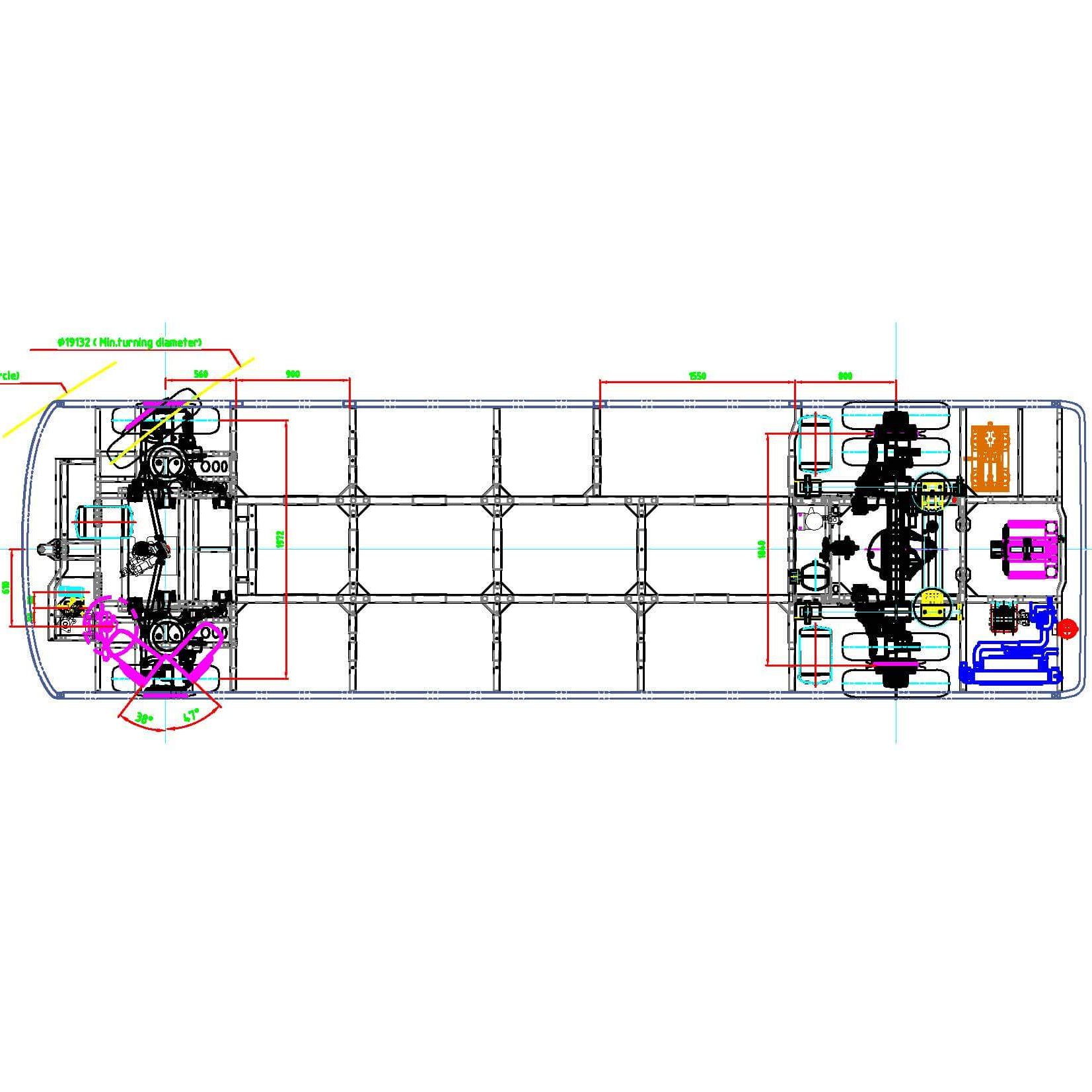 General drawing of 8.5 m electric bus